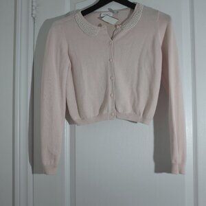 COPY - Children's place Girls pink cardigan with faux pearl neckline collar Pin…